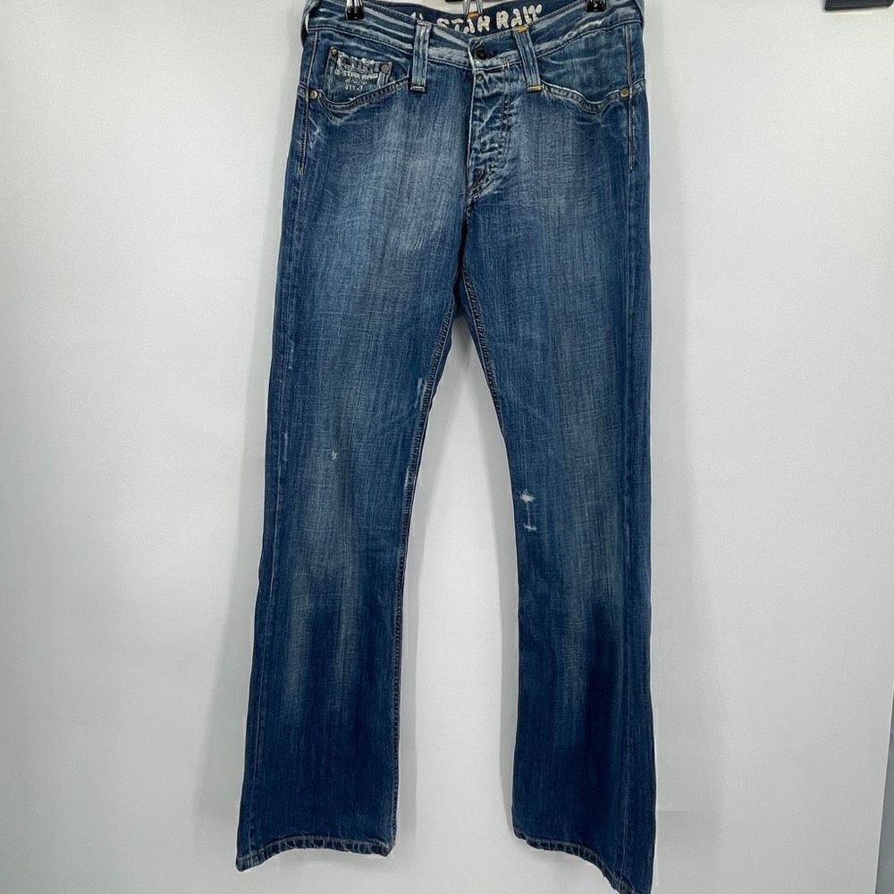 G-STAR Raw Original Blue Denim Relaxed Fit Distressed Cotton Jeans Size 32x32